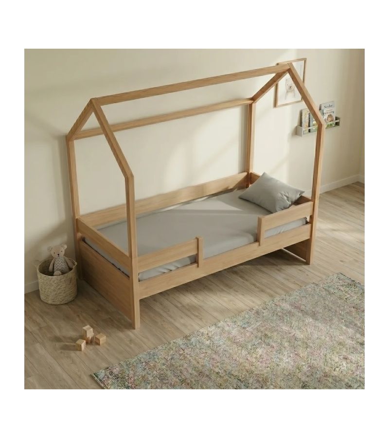 Kiddy Παιδικό Κρεβάτι Montessori 3 σε 1 με Αφαιρούμενη Σκεπή Natural CASA KIDS Μονό 90 × 200 cm