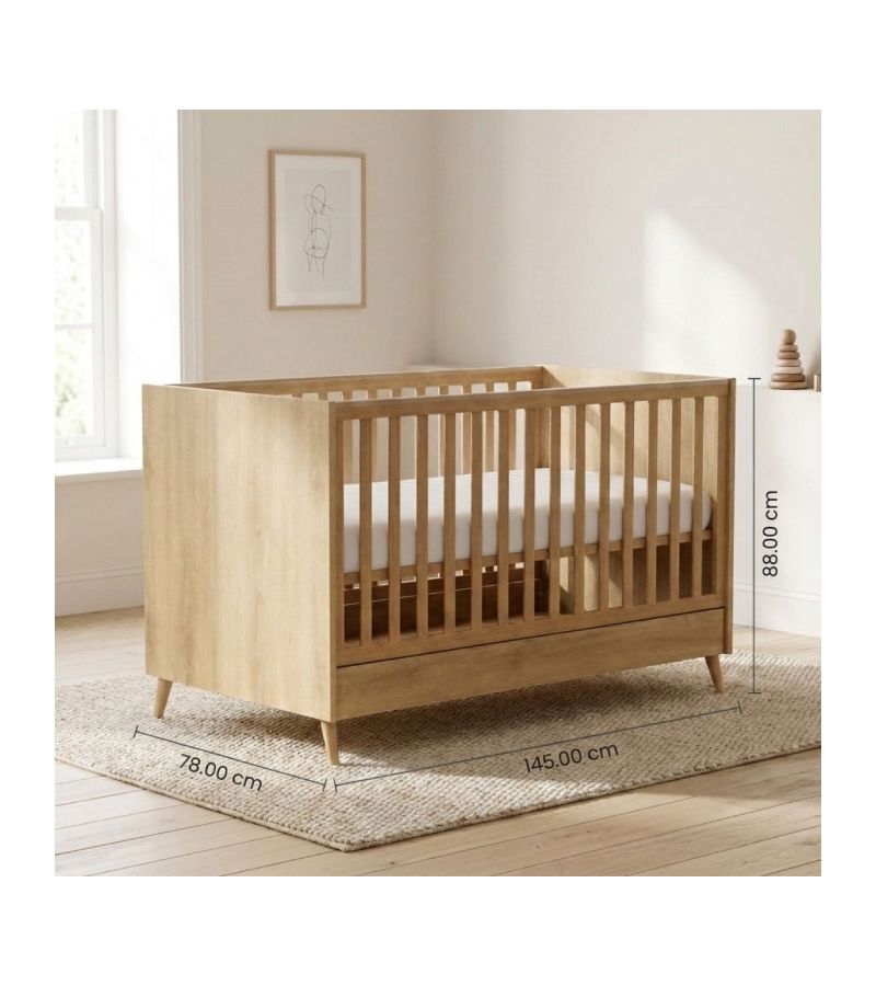 CASABABY Elia Oak Βρεφικό Κρεβάτι Μετατρεπόμενο σε Προεφηβικό για στρώμα 140x70cm