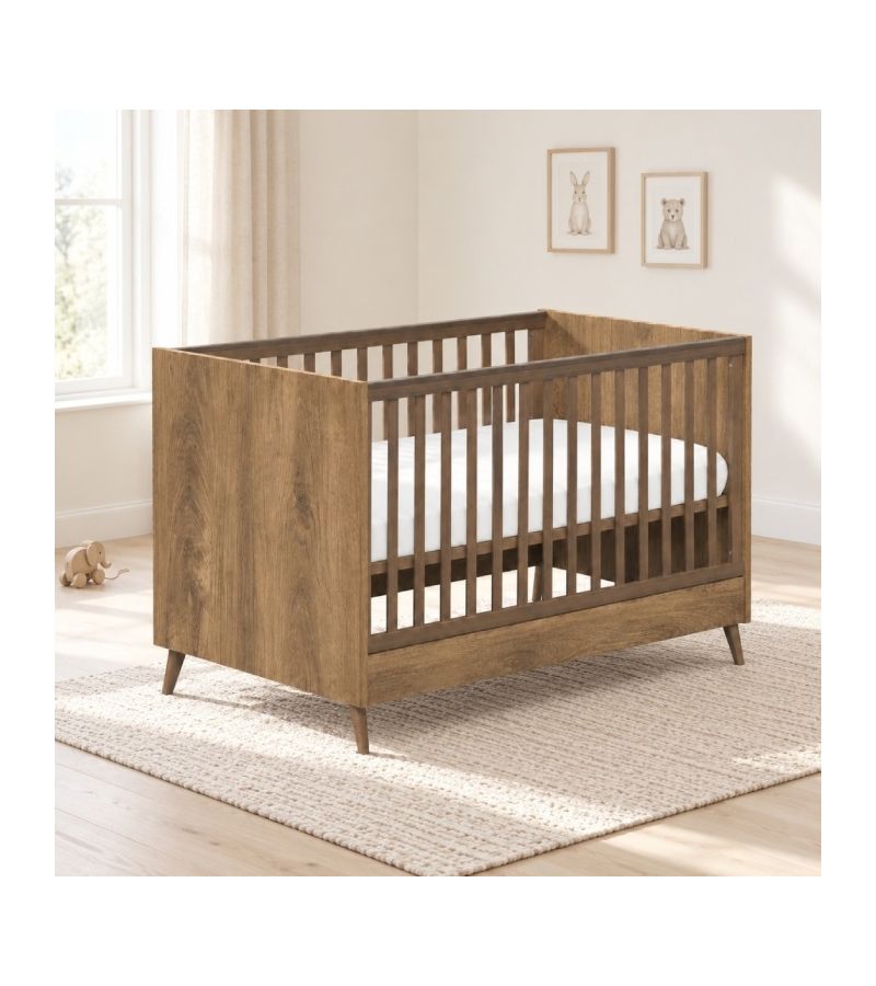 CASABABY Elia Walnut Βρεφικό Κρεβάτι Μετατρεπόμενο σε Προεφηβικό για στρώμα 140x70cm