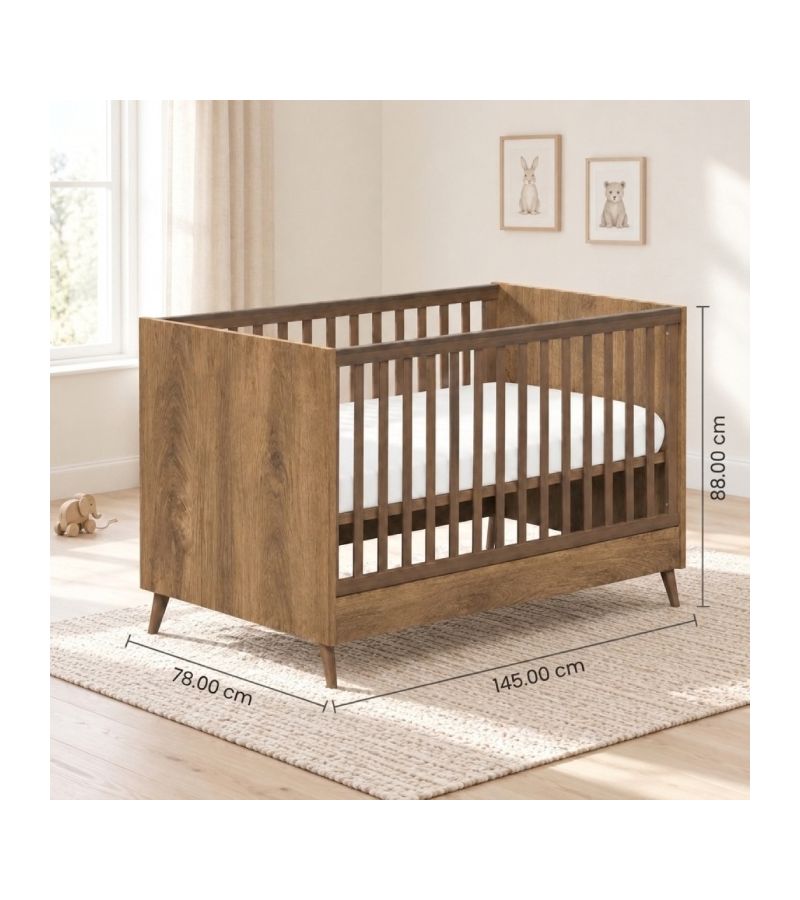 CASABABY Elia Walnut Βρεφικό Κρεβάτι Μετατρεπόμενο σε Προεφηβικό για στρώμα 140x70cm