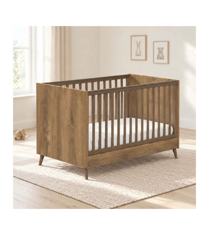 CASABABY Elia Walnut Βρεφικό Κρεβάτι Μετατρεπόμενο σε Προεφηβικό για στρώμα 140x70cm