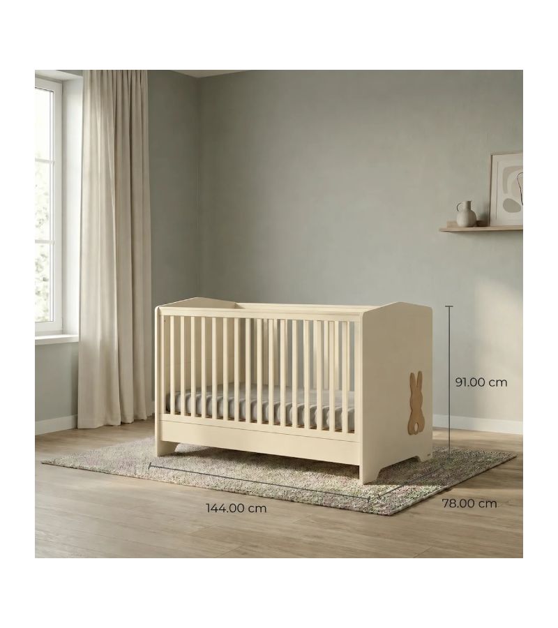 Casababy Rabbit Vanilla Bρεφικό κρεβάτι μετατρεπόμενο σε προεφηβικό για στρώμα 140x70cm
