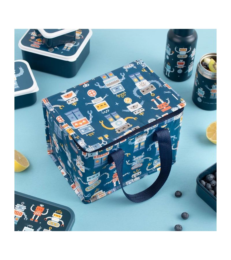 A LITLE LOVELY COMPANY Τσαντάκι μεταφοράς φαγητού 23x16x16 Robots CBROBU38