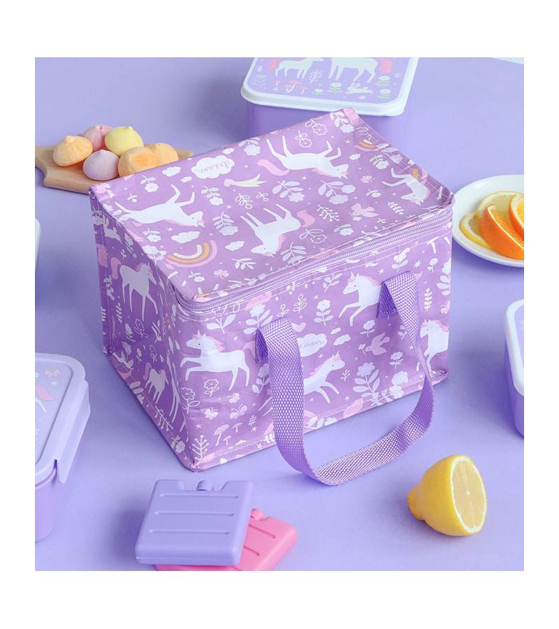 A LITLE LOVELY COMPANY Τσαντάκι μεταφοράς φαγητού 23x16x16 - Unicorn dreams CBUDPU26