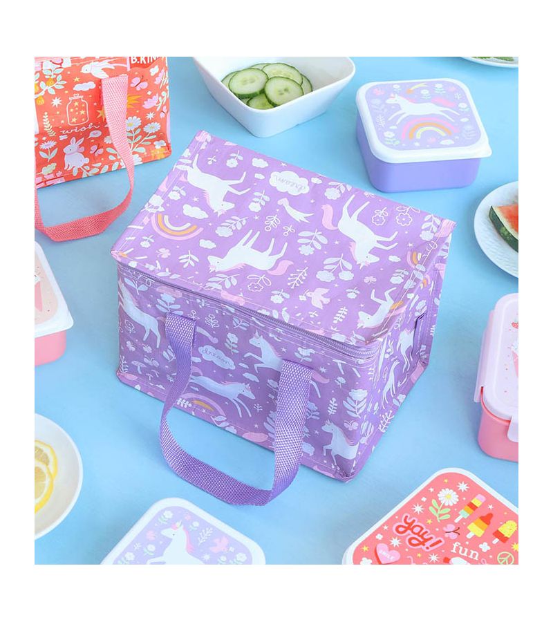 A LITLE LOVELY COMPANY Τσαντάκι μεταφοράς φαγητού 23x16x16 - Unicorn dreams CBUDPU26