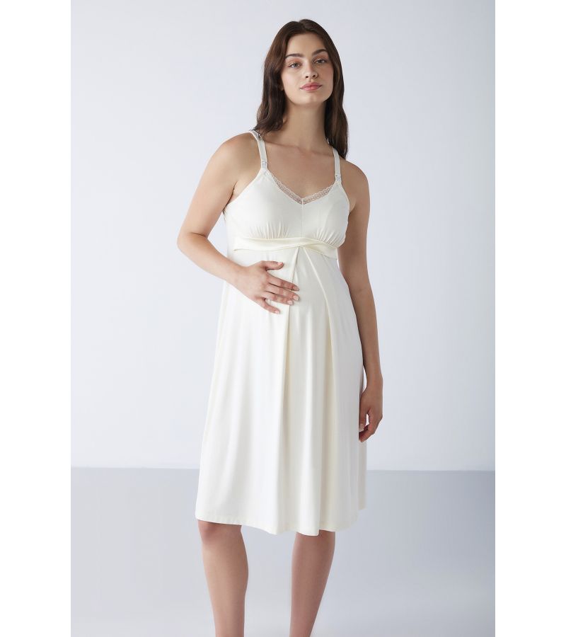 Νυχτικό θηλασμού με λεπτή ράντα CATHERINE\'S 2352CA Ecru