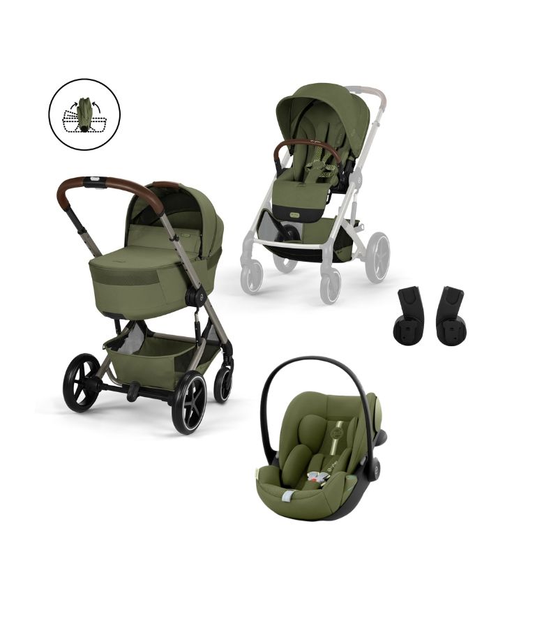CYBEX Πολυκαρότσι 3in1 Balios S Lux TPE Moss Green με πτυσσόμενο πορτ μπεμπέ & κάθισμα Cloud G3 i-size Plus Moss Green