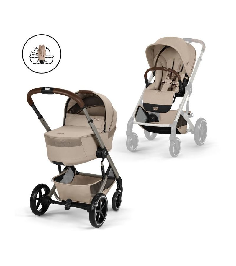 CYBEX Πολυκαρότσι 2in1 Balios S Lux Almond Beige Taupe Frame Πτυσσόμενο Πορτ Μπεμπέ 