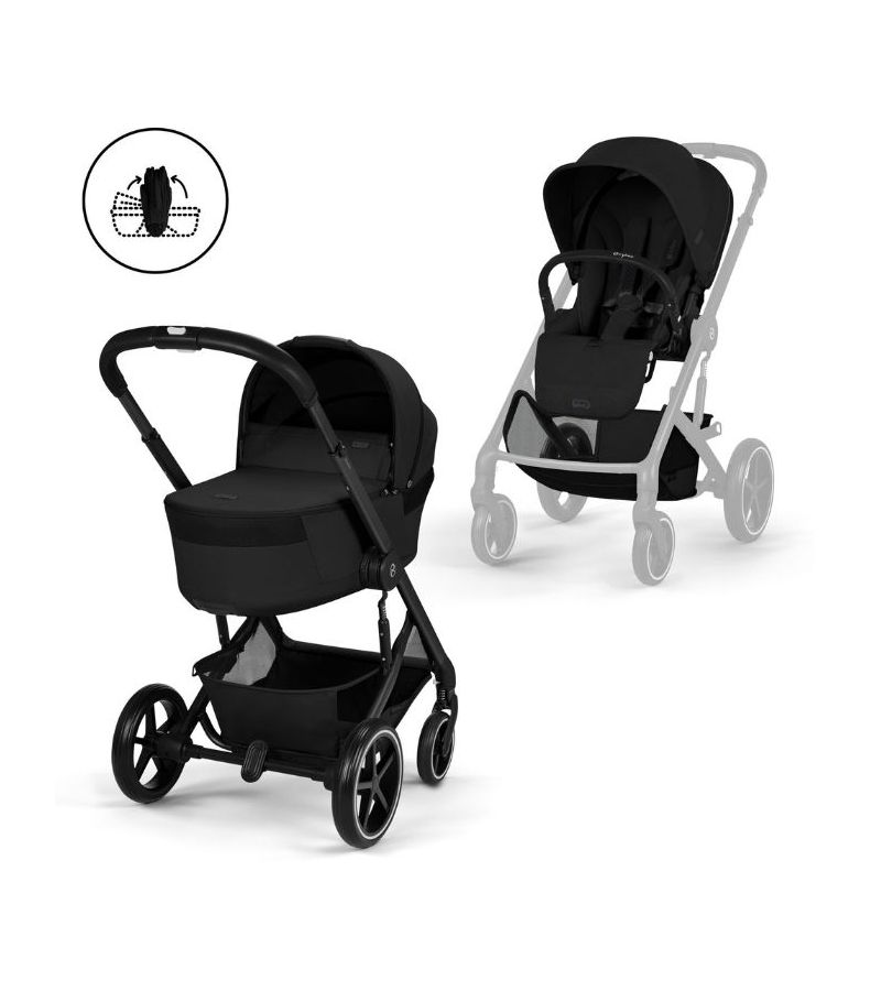 CYBEX Πολυκαρότσι 2in1 Balios S Lux Moon Black Frame Black Πτυσσόμενο Πορτ Μπεμπέ 