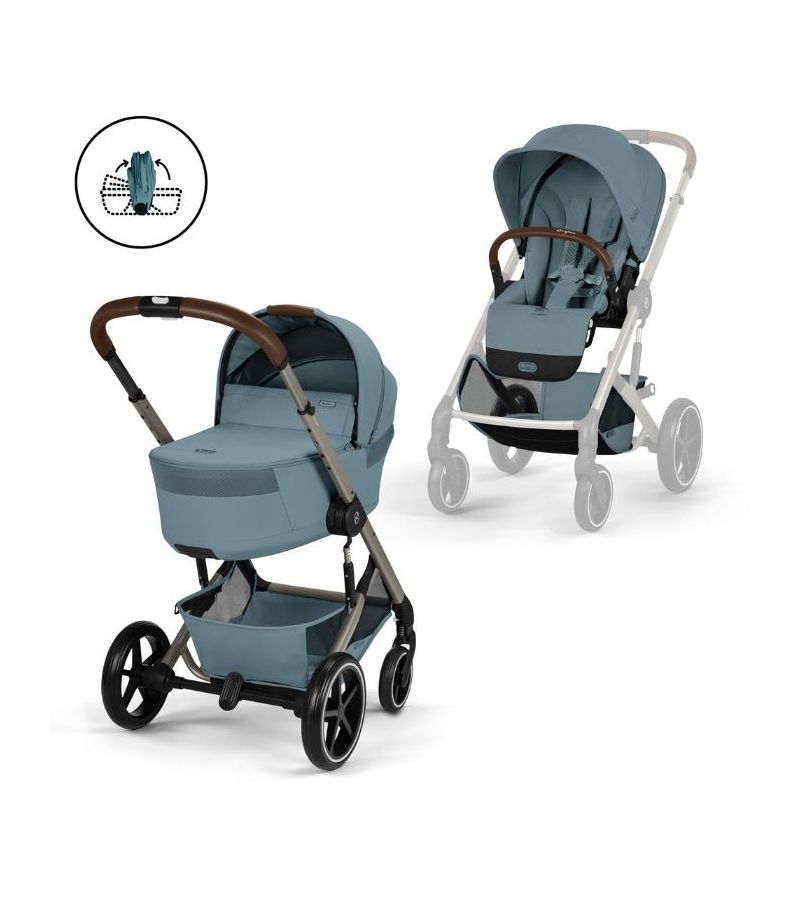 CYBEX Πολυκαρότσι 2in1 Balios S Lux Stormy Blue Taupe Frame Πτυσσόμενο Πορτ Μπεμπέ 