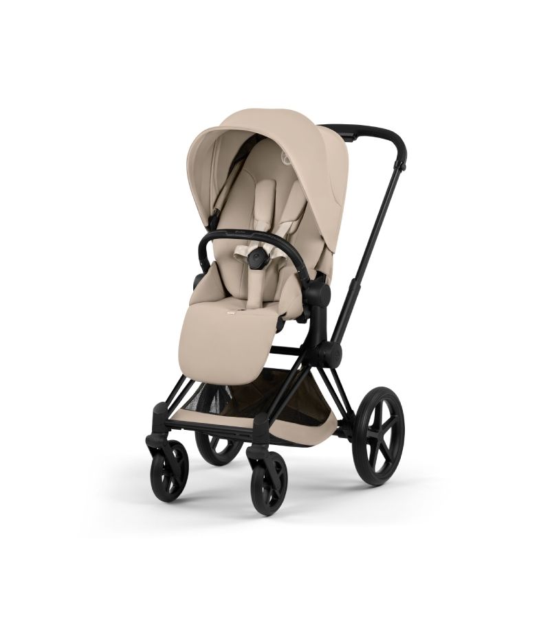 CYBEX Πολυκαρότσι 2in1 Priam Comfort Πτυσσόμενο Πορτ Μπεμπέ Matt Black Cozy Beige