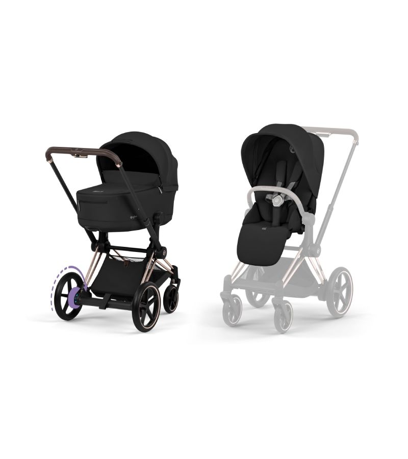 CYBEX Πολυκαρότσι 2in1 e-Priam Comfort Πτυσσόμενο Πορτ Μπεμπέ Rosegold Sepia Black 