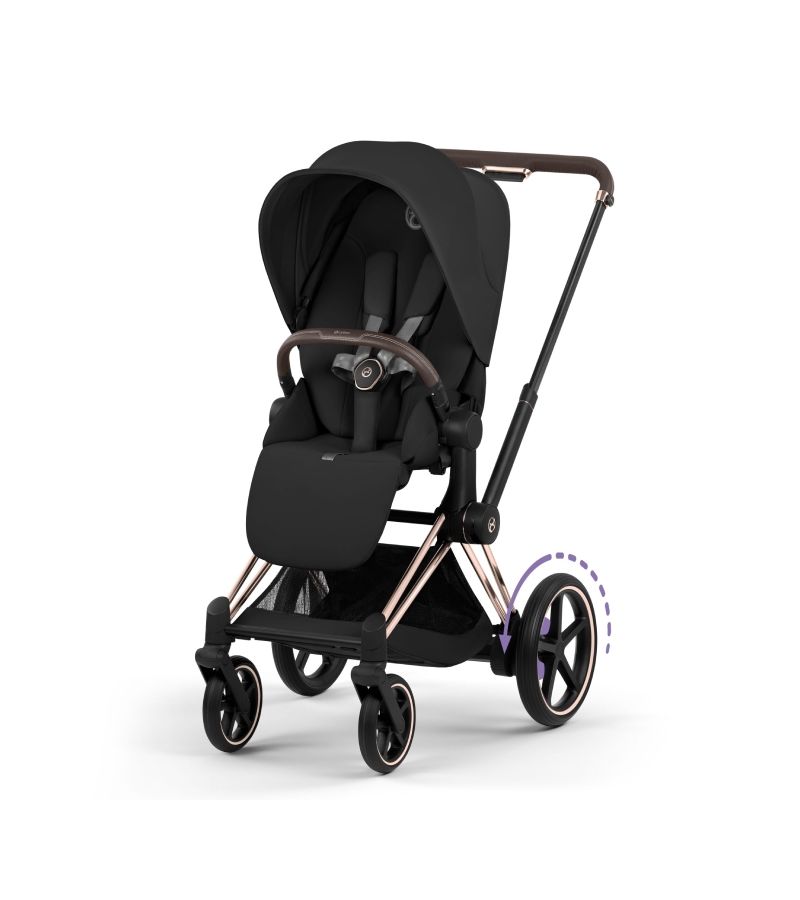 CYBEX Πολυκαρότσι 2in1 e-Priam Comfort Πτυσσόμενο Πορτ Μπεμπέ Rosegold Sepia Black 