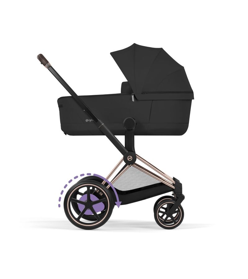 CYBEX Πολυκαρότσι 2in1 e-Priam Comfort Πτυσσόμενο Πορτ Μπεμπέ Rosegold Sepia Black 