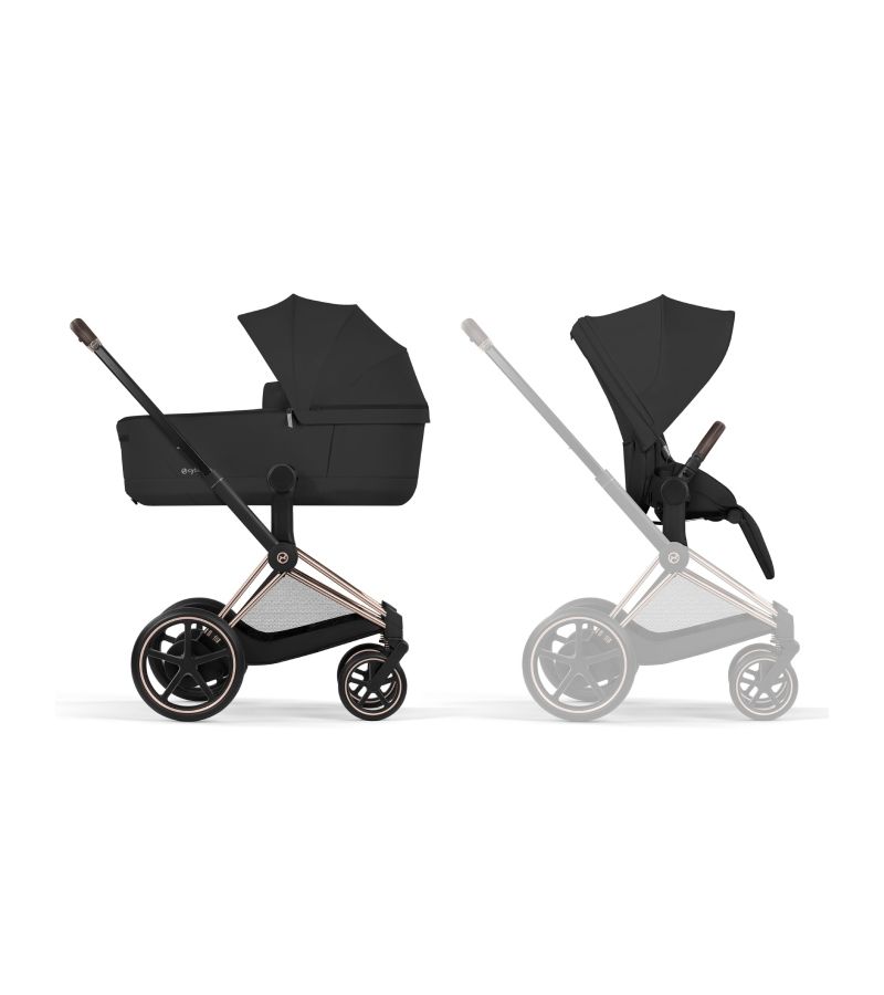 CYBEX Πολυκαρότσι 2in1 e-Priam Comfort Πτυσσόμενο Πορτ Μπεμπέ Rosegold Sepia Black 