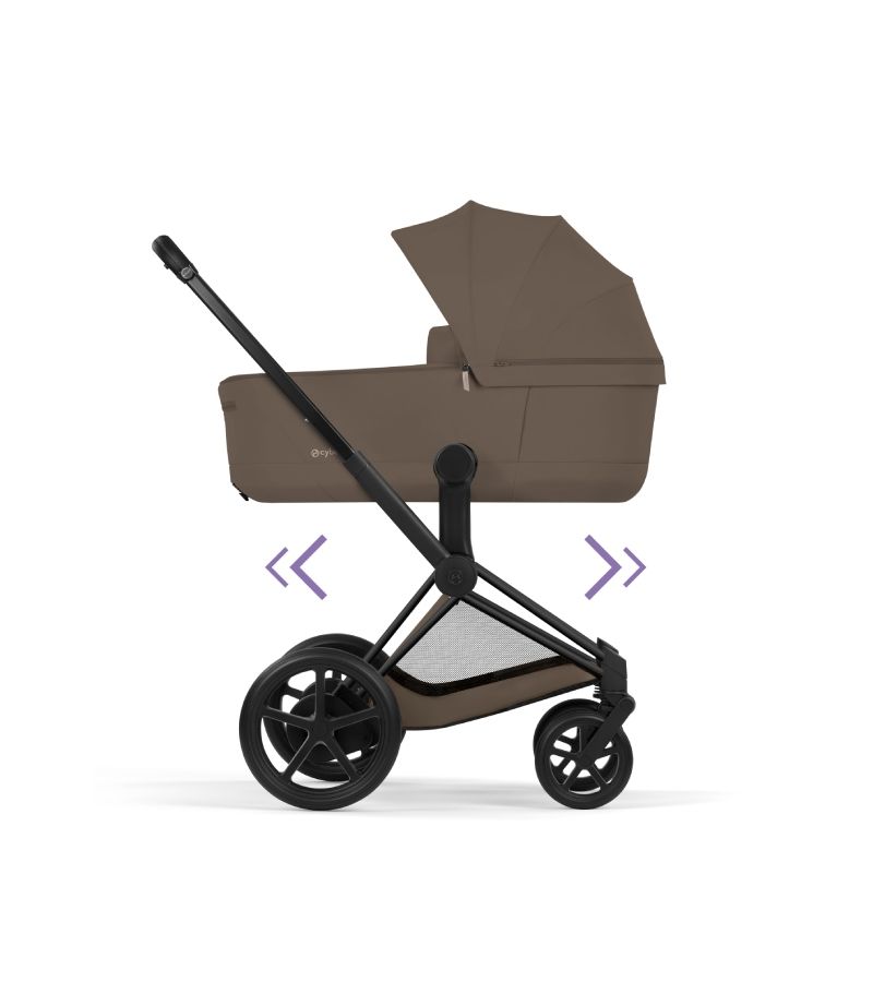 CYBEX Πολυκαρότσι 2in1 e-Priam Comfort Πτυσσόμενο Πορτ Μπεμπέ Matt Black Coconut Brown