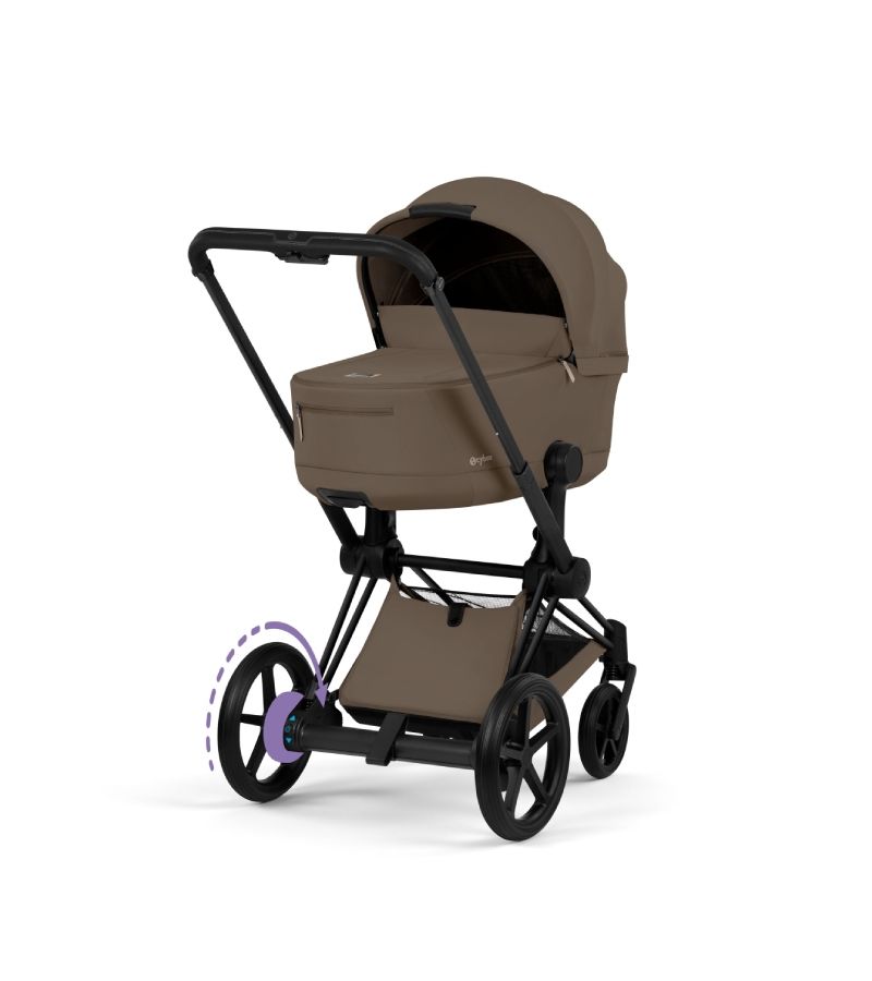 CYBEX Πολυκαρότσι 2in1 e-Priam Comfort Πτυσσόμενο Πορτ Μπεμπέ Matt Black Coconut Brown