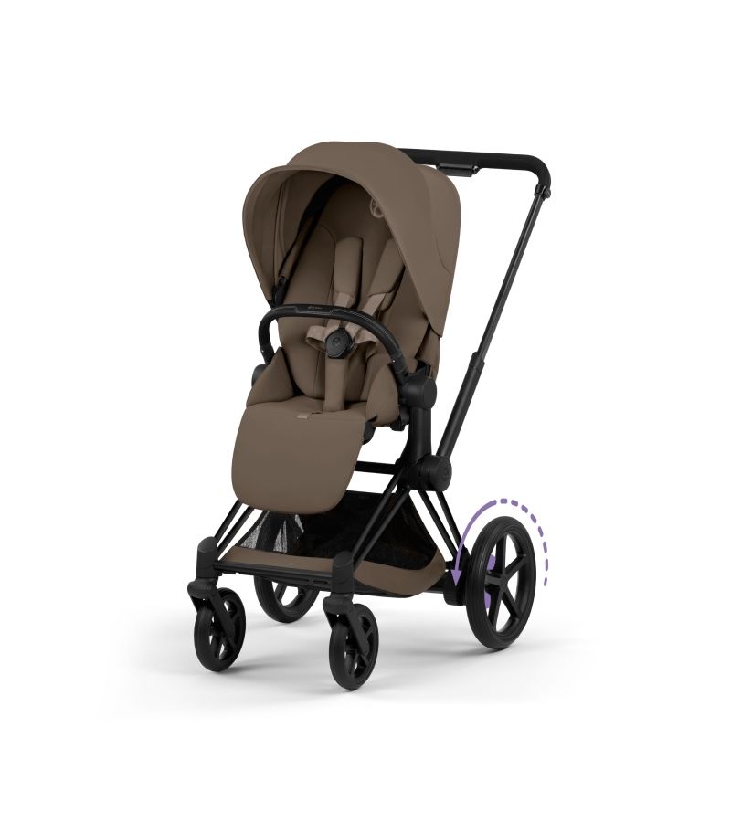 CYBEX Πολυκαρότσι 2in1 e-Priam Comfort Πτυσσόμενο Πορτ Μπεμπέ Matt Black Coconut Brown