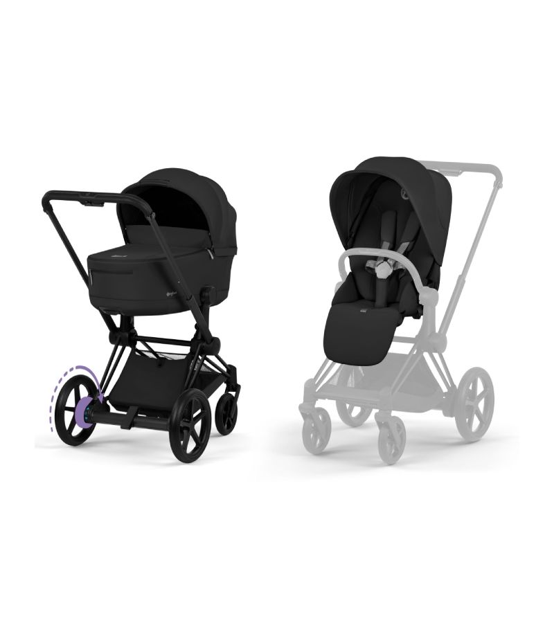 CYBEX Πολυκαρότσι 2in1 e-Priam Comfort Πτυσσόμενο Πορτ Μπεμπέ Matt Black Sepia Black 