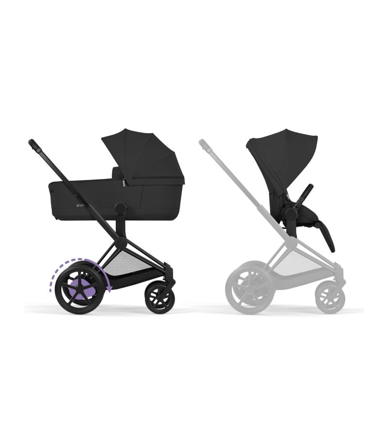 CYBEX Πολυκαρότσι 2in1 e-Priam Comfort Πτυσσόμενο Πορτ Μπεμπέ Matt Black Sepia Black 