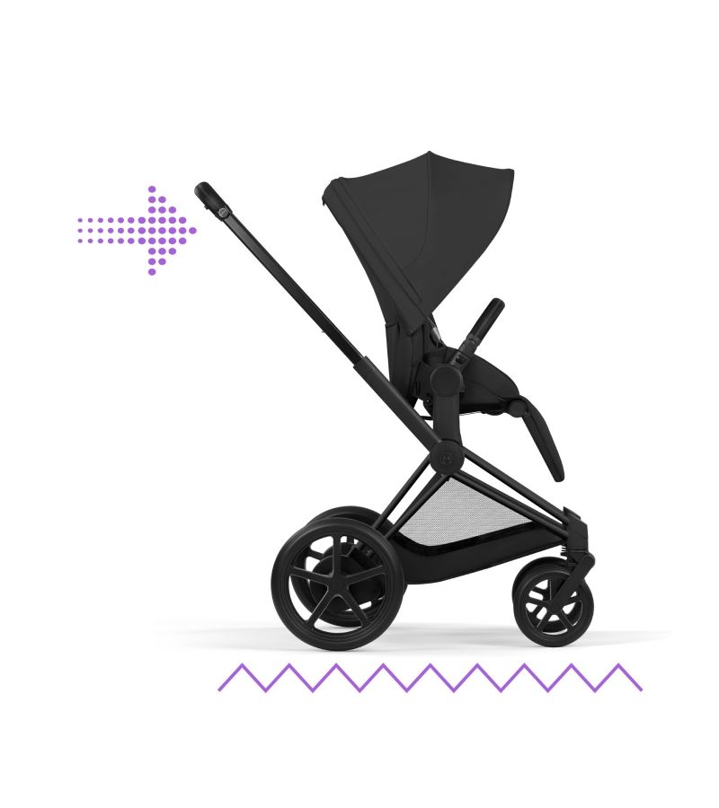 CYBEX Πολυκαρότσι 2in1 e-Priam Comfort Πτυσσόμενο Πορτ Μπεμπέ Matt Black Sepia Black 