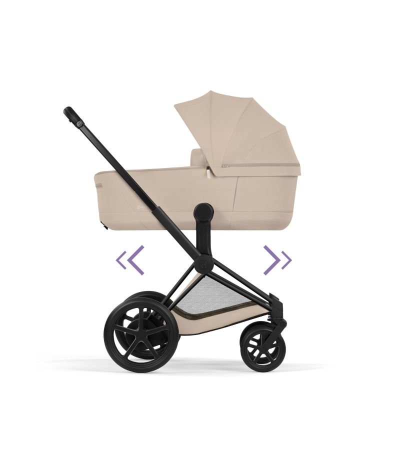 CYBEX Πολυκαρότσι 2in1 e-Priam Comfort Πτυσσόμενο Πορτ Μπεμπέ Matt Black Cozy Beige