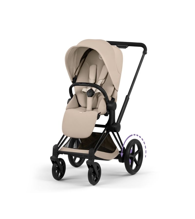 CYBEX Πολυκαρότσι 2in1 e-Priam Comfort Πτυσσόμενο Πορτ Μπεμπέ Matt Black Cozy Beige