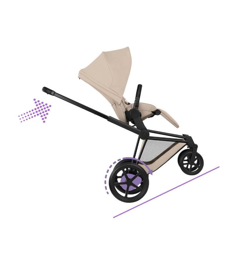 CYBEX Πολυκαρότσι 2in1 e-Priam Comfort Πτυσσόμενο Πορτ Μπεμπέ Matt Black Cozy Beige