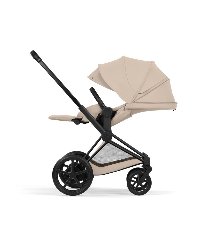 CYBEX Πολυκαρότσι 2in1 e-Priam Comfort Πτυσσόμενο Πορτ Μπεμπέ Matt Black Cozy Beige