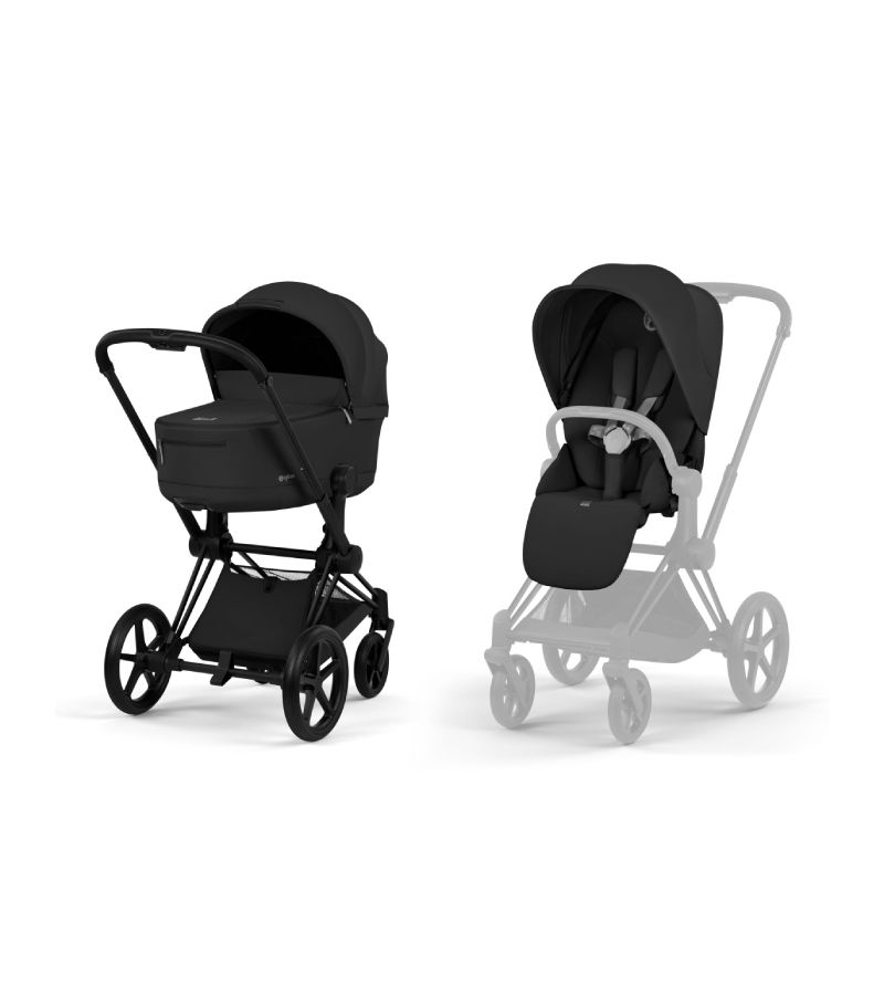 CYBEX Πολυκαρότσι 2in1 Priam Comfort Πτυσσόμενο Πορτ Μπεμπέ Matt Black Sepia Black