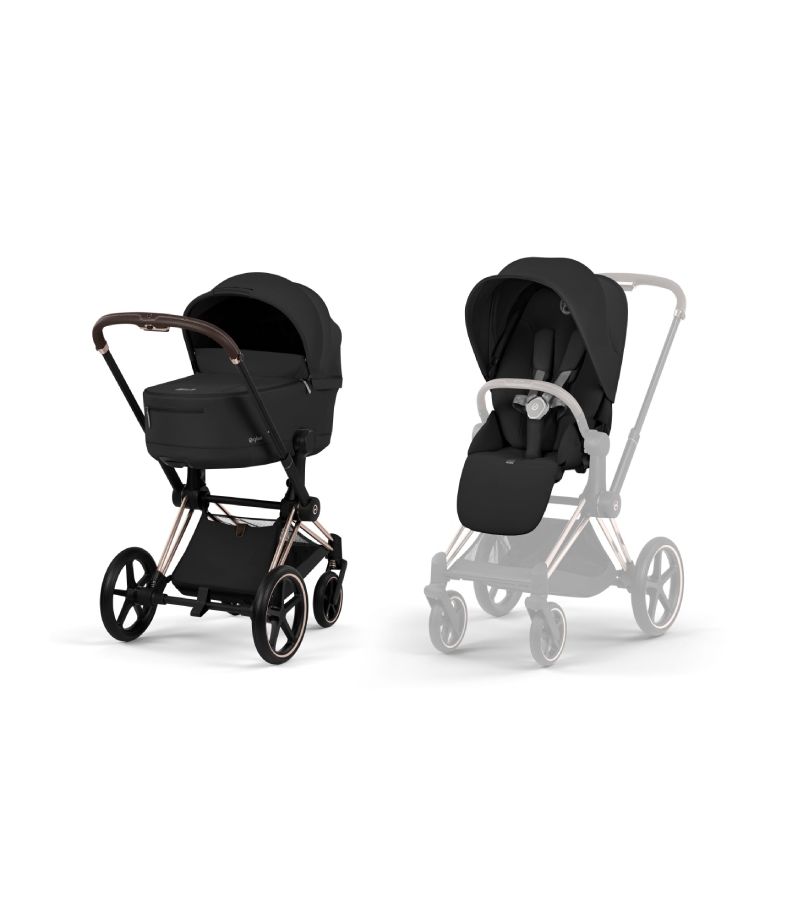 CYBEX Πολυκαρότσι 2in1 Priam Comfort Πτυσσόμενο Πορτ Μπεμπέ Rosegold Sepia Black