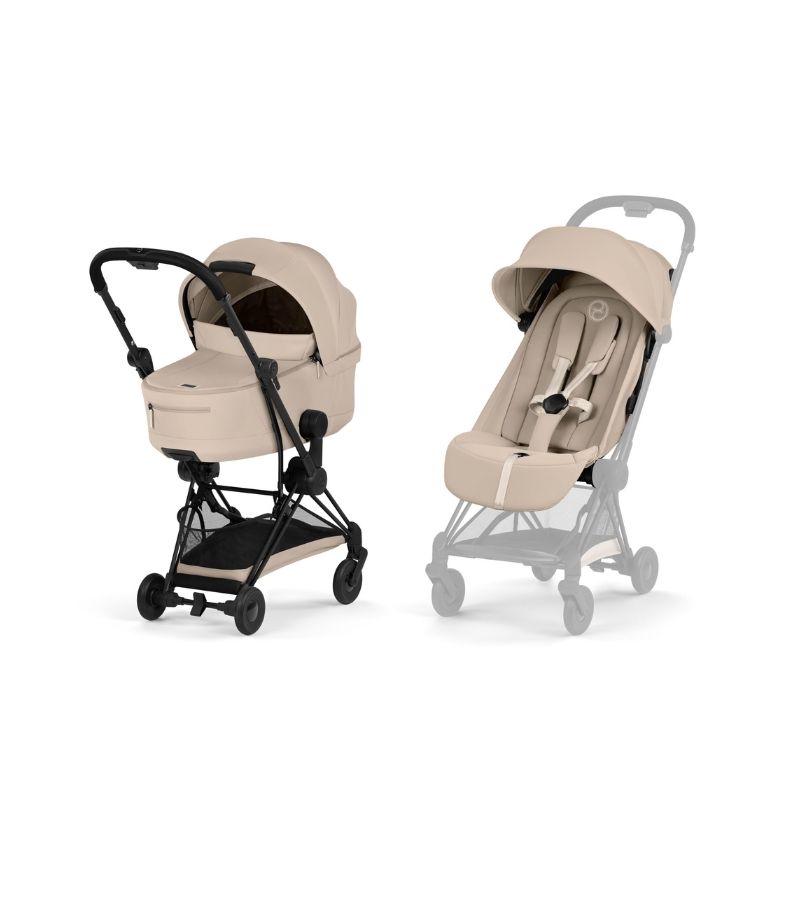 CYBEX Πολυκαρότσι 2in1 Coya Comfort Πτυσσόμενο Πορτ Μπεμπέ Matt Black Cozy Beige