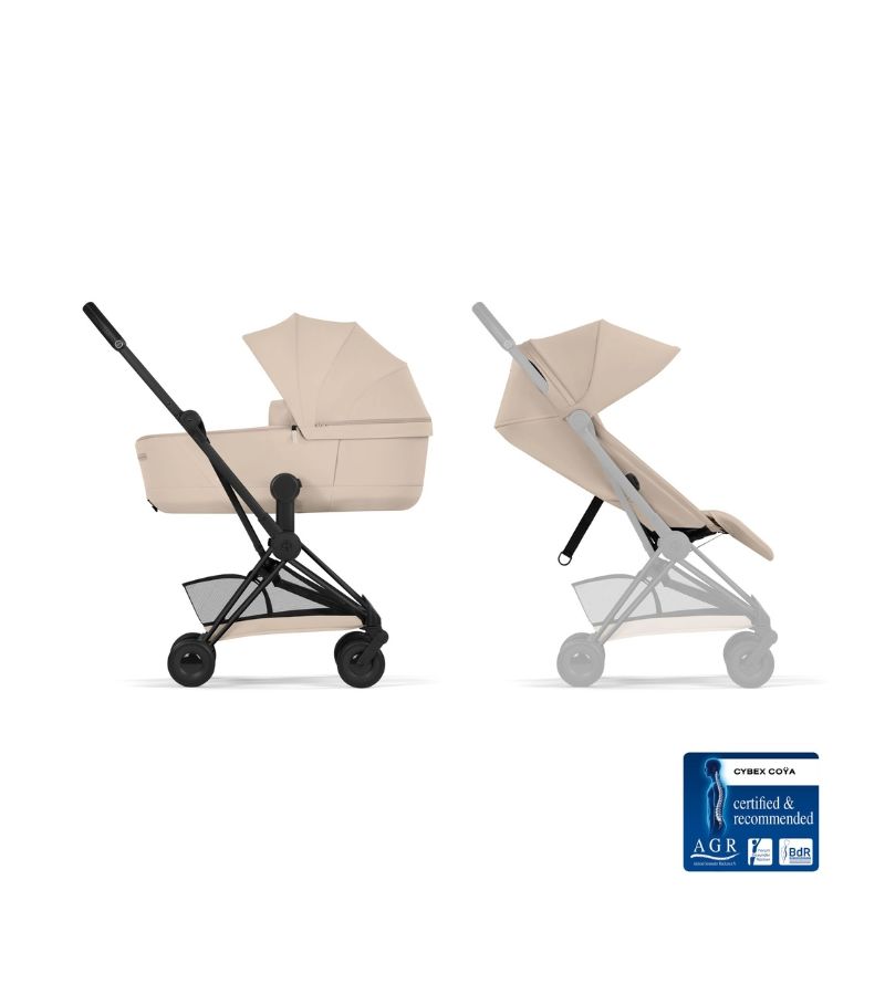 CYBEX Πολυκαρότσι 2in1 Coya Comfort Πτυσσόμενο Πορτ Μπεμπέ Matt Black Cozy Beige