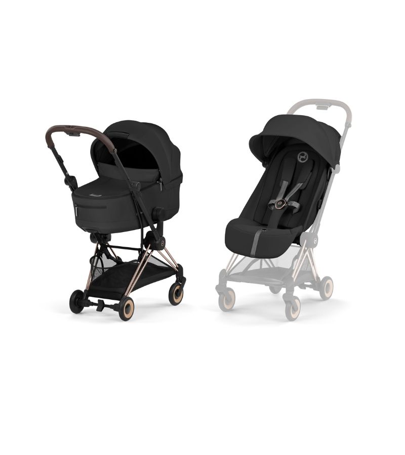 CYBEX Πολυκαρότσι 2in1 Coya Comfort Πτυσσόμενο Πορτ Μπεμπέ Rosegold Sepia Black