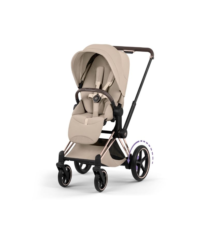 Βρεφικό Καρότσι CYBEX e-Priam Style Cozy Beige Σκελετός Rosegold