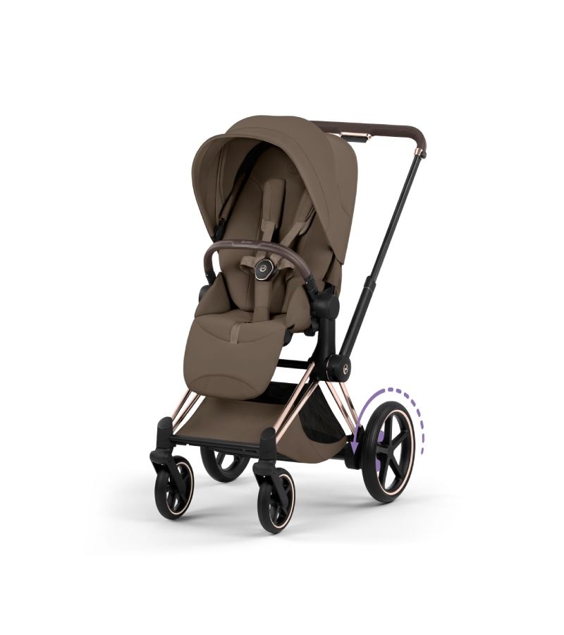 Βρεφικό Καρότσι CYBEX e-Priam Style Coconut Brown Σκελετός Rosegold