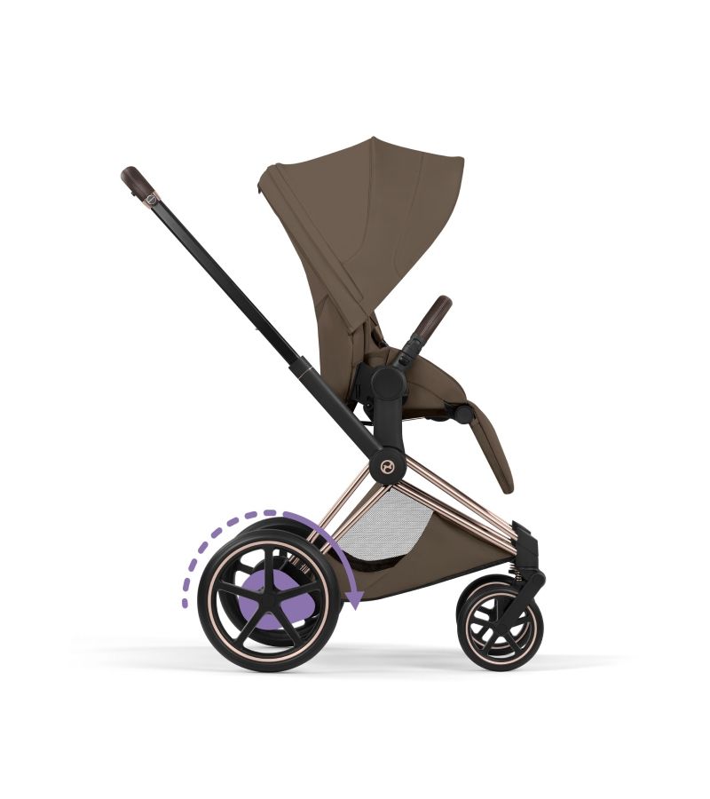 Βρεφικό Καρότσι CYBEX e-Priam Style Coconut Brown Σκελετός Rosegold