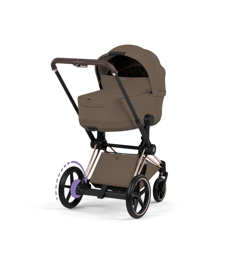 Βρεφικό Καρότσι CYBEX e-Priam Style Coconut Brown Σκελετός Rosegold