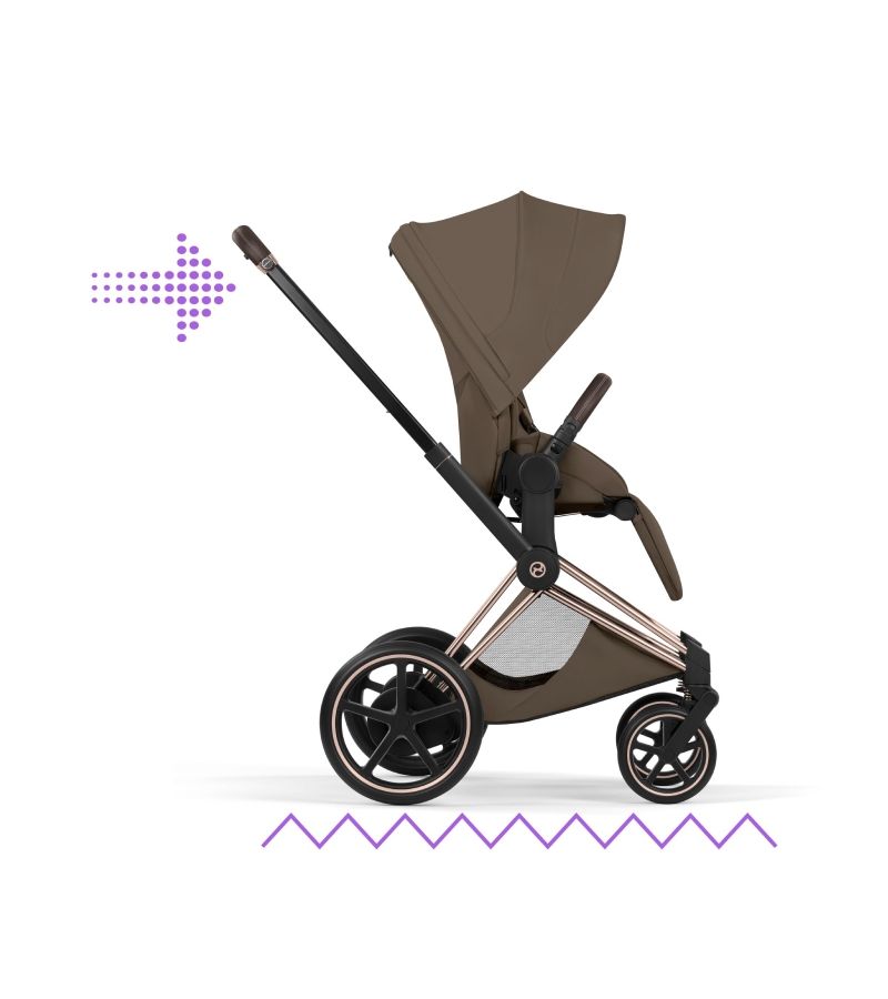 Βρεφικό Καρότσι CYBEX e-Priam Style Coconut Brown Σκελετός Rosegold