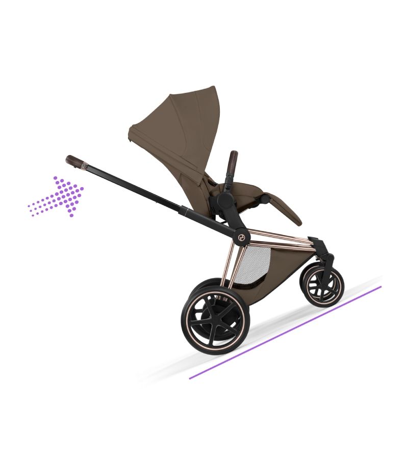 Βρεφικό Καρότσι CYBEX e-Priam Style Coconut Brown Σκελετός Rosegold