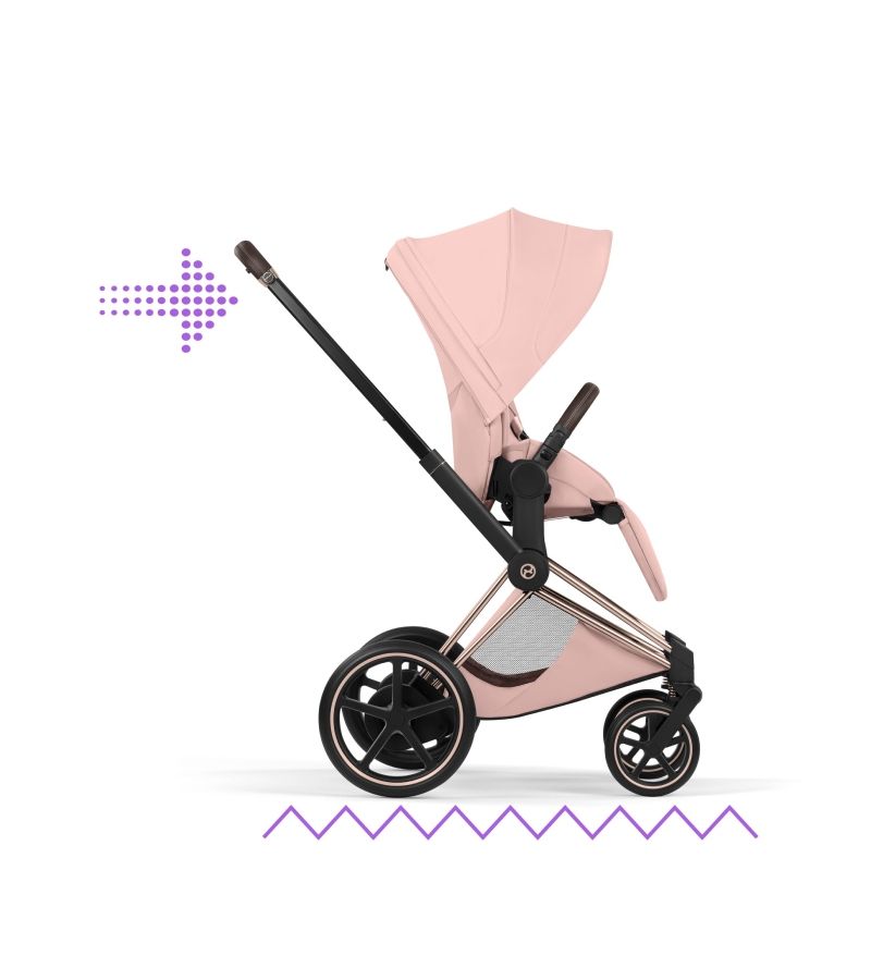 Βρεφικό Καρότσι CYBEX e-Priam Style Peach Pink Σκελετός Rosegold