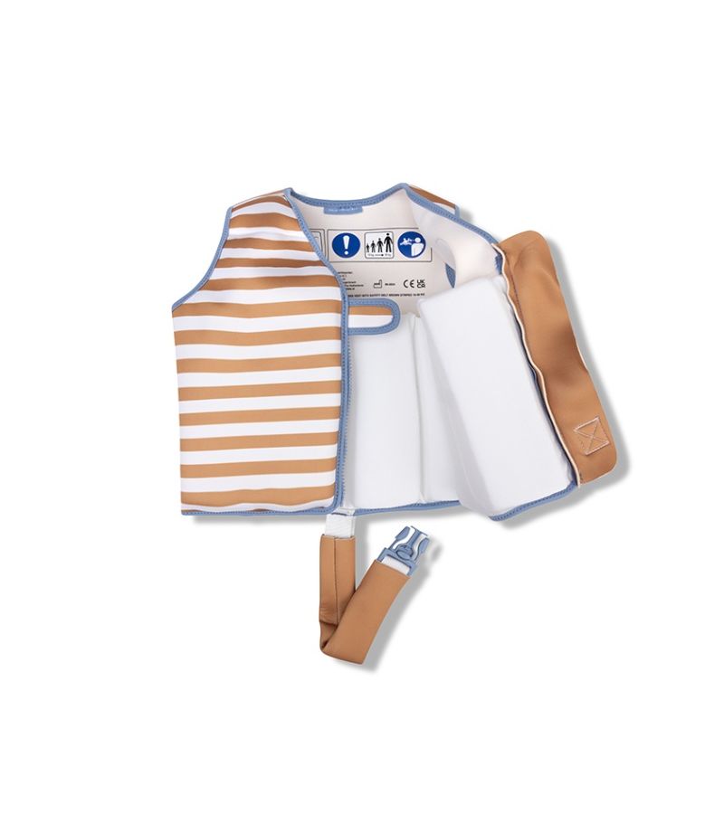 SWIM ESSENTIALS Σωσίβιο γιλέκο με ιμάντα ασφαλείας για παιδια 1-2 ετών Brown White Striped SWE-2024SE1067