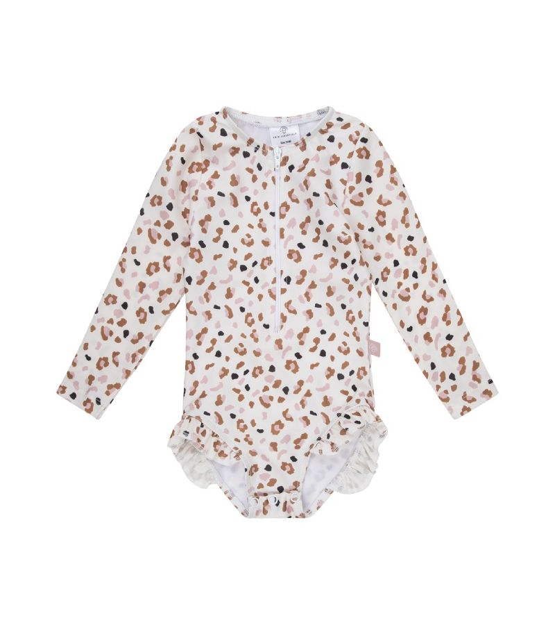 Ολόσωμο μαγιό με UPF50+ προστασία κ μακριά μανίκια SWIM ESSENTIALS Offwhite Kahki Leopard SWE-2020SE502