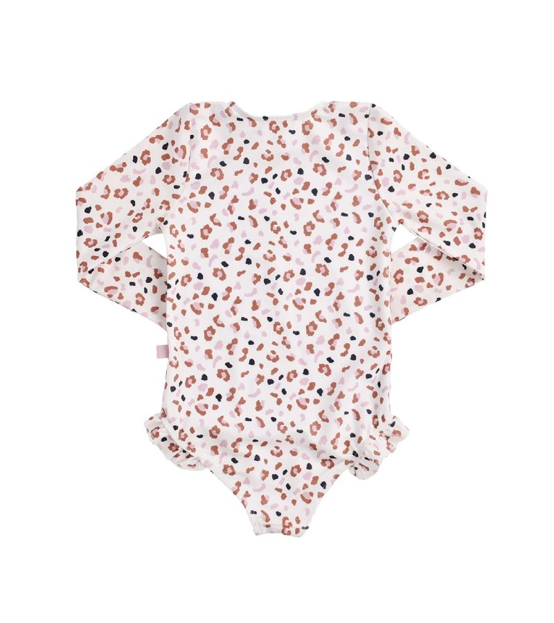 Ολόσωμο μαγιό με UPF50+ προστασία κ μακριά μανίκια SWIM ESSENTIALS Offwhite Kahki Leopard SWE-2020SE502