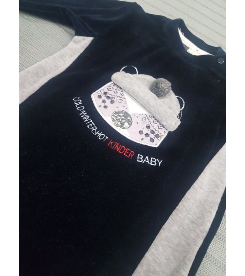 Βελουτέ φορμάκι  KINDER Σκούρο μπλέ - γκρι 1003