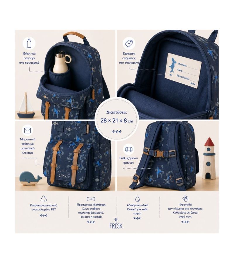 FRESK Mini Σακίδιο πλάτης 28x21εκ από ανακυκλωμένα μπουκάλια PET Monkey FR-FB800-27