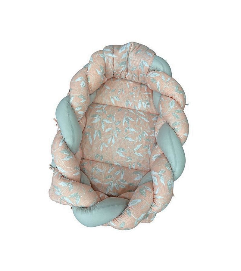 Βρεφική φωλιά αποσπώμενη με πλεξούδα NATALINO BEBELINO Σομόν φύλλα 209