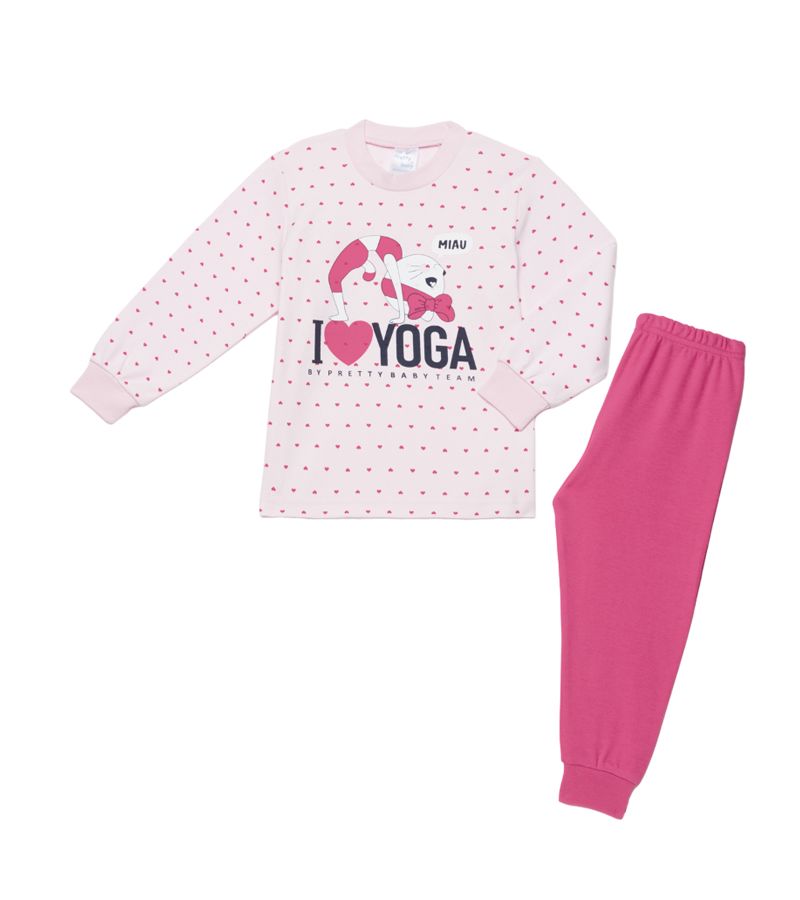 PRETTY BABY Πυτζάμα Yoga 69189 Ροζ-Φουξ βρεφική χειμερινή με τύπωμα, βαμβακερή 100% 