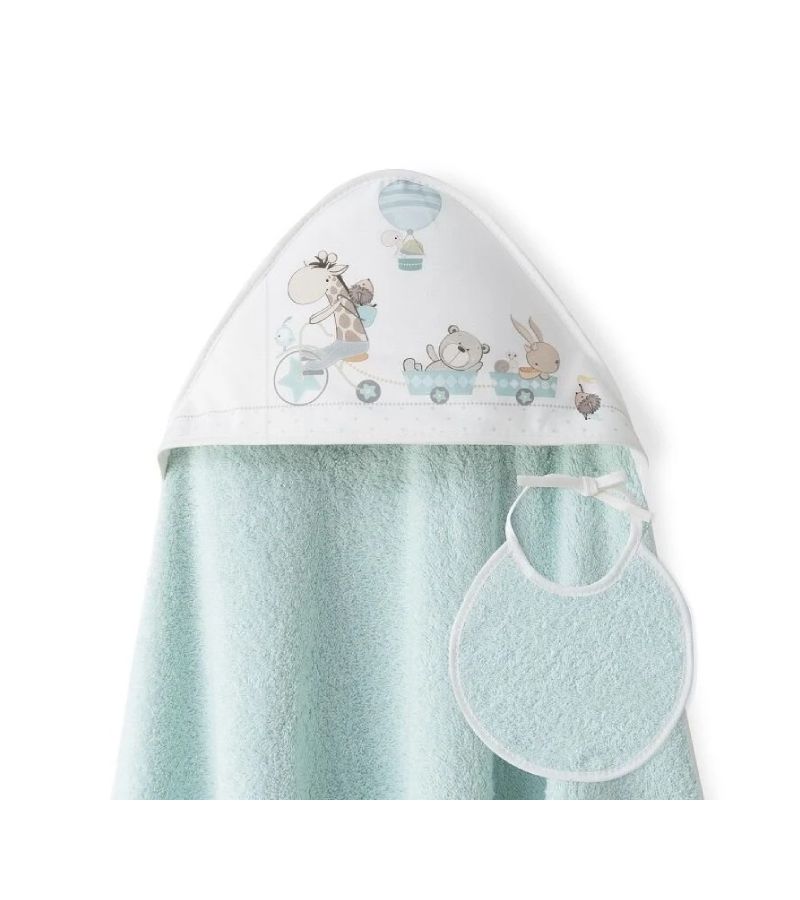 Interbaby Jirafa Bicicleta Μπουρνούζι Κάπα & Σαλιάρα Green 1x1 1236-03