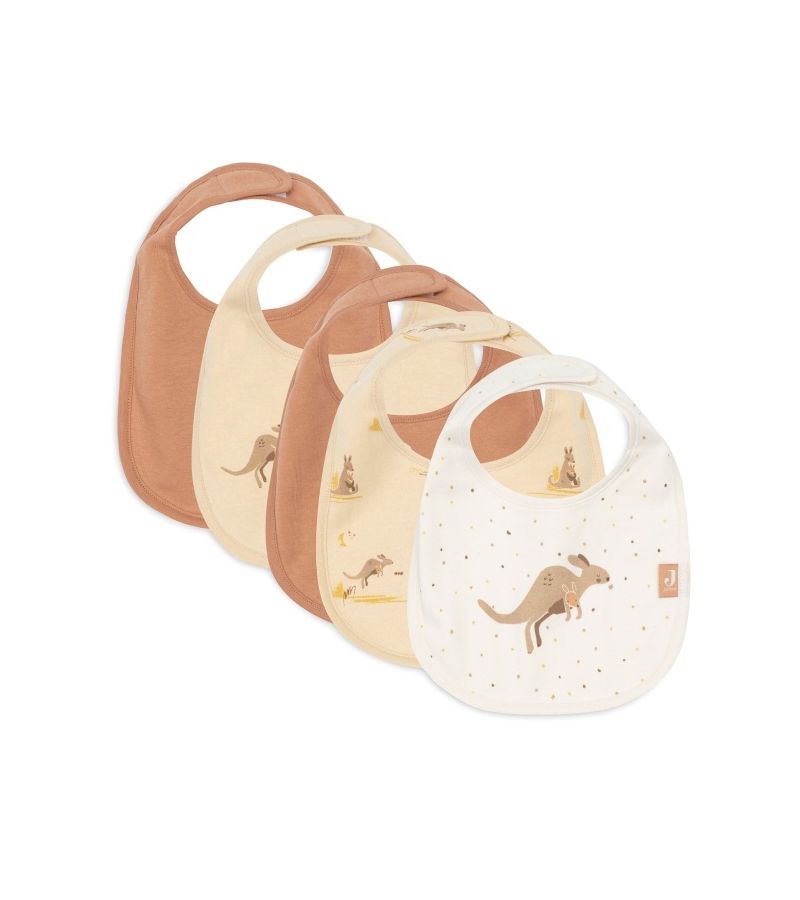 JOLLEIN Σετ 5 Αδιάβροχες Σαλιάρες Kangaroots Multicolor με Velcro 029-566-68160